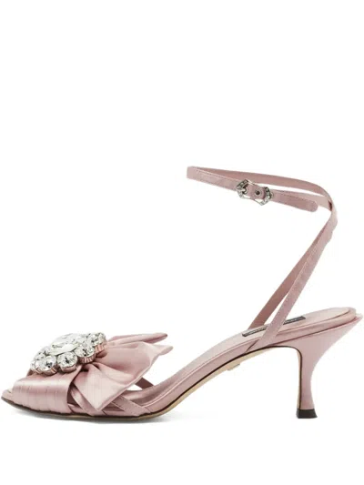 Pre-owned Dolce & Gabbana Keira Bow-embellished Sandals In Pink