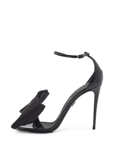 Pre-owned Dolce & Gabbana Keira Bow Heeled Sandals In Black
