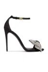 Dolce & Gabbana Rhinestone Decorative High-heeled Sandals In Nero & Crystal