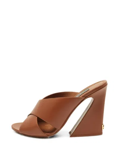 Pre-owned Dolce & Gabbana Keira Crossover Slide Sandals In Brown