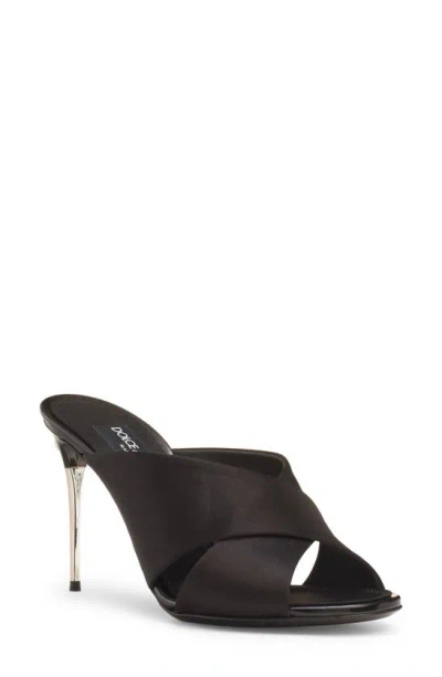 Dolce & Gabbana Satin Mules With Metal Heel. In Black
