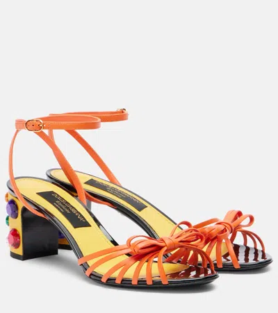 Dolce & Gabbana Keira Embellished Leather Sandals In Multi