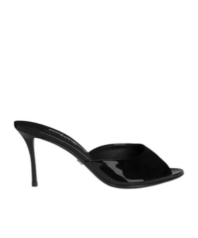 Dolce & Gabbana 75mm Vernice Patent Leather Mule Sandals In Black