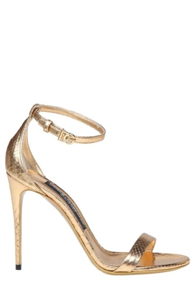 Dolce & Gabbana Keira High Stiletto Heel Sandals In Oro