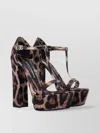 Dolce & Gabbana Keira Leopard Satin T-strap Platform Sandals