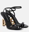 Dolce & Gabbana Keira Embellished Patent-leather Sandals In Black