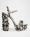 Dolce & Gabbana Sequined Platform Sandals In 80998 Silver