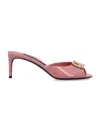 Dolce & Gabbana Pink Leather Stiletto Heel Sandals In Brown