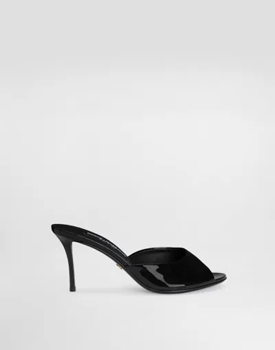 Dolce & Gabbana 75mm Vernice Patent Leather Mule Sandals In Black