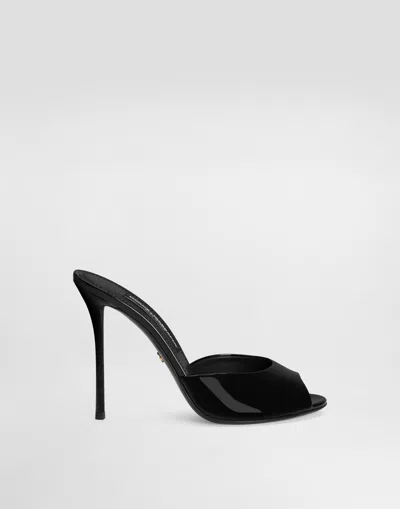 Dolce & Gabbana Keira Patent Leather Mules In Black