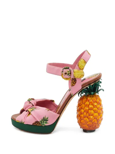 Pre-owned Dolce & Gabbana Keira Pineapple Sandals In Pink