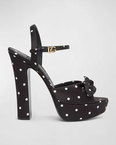 DOLCE & GABBANA KEIRA POLKA DOT BOW PLATFORM SANDALS