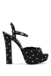 Dolce & Gabbana "keira Polka Dot Satin Platform Sandals In Pois Picc Bco F.nero (metallic)