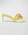 Dolce & Gabbana Keira 60 Majolica Print Crystal Embellished Mules In Azulejos Giallo