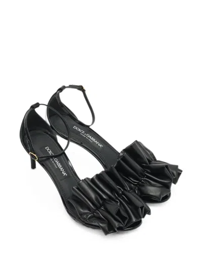 Pre-owned Dolce & Gabbana Keira Ruched Sandals In Black