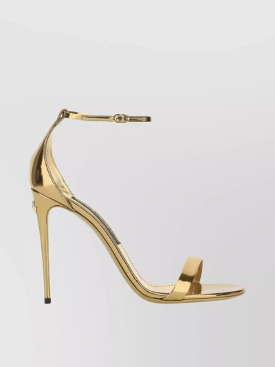 Dolce & Gabbana Keira Sandals In Luxe Gold Leather In Yellow