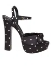 Dolce & Gabbana Polka Dot Satin Platform Sandals In Black