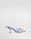 Dolce & Gabbana Keira Satin Mules With Little Roses Print In Blue