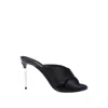Dolce & Gabbana Solid Color Satin Sandals With Silver-tone Dg Monogram Heel