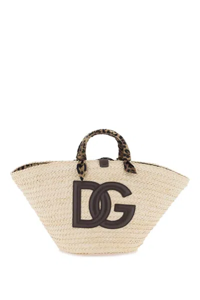 Dolce & Gabbana Kendra Dg Patch Medium Shopper Bag In Neutrals