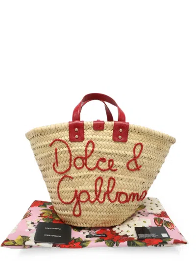 Pre-owned Dolce & Gabbana Kendra Lizard-embossed Tote Bag In Neutrals