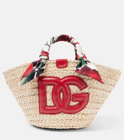 Dolce & Gabbana Kendra Small Raffia Basket Bag In Red