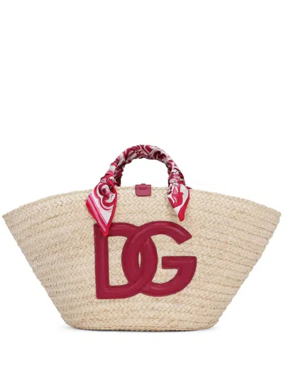 Dolce & Gabbana Kendra Large Straw Tote Bag In Multicolour