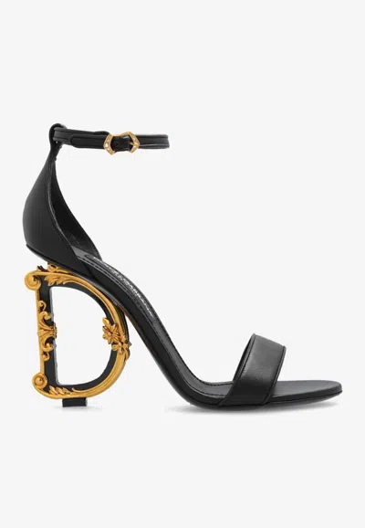 Dolce & Gabbana Keria 105 Nappa Leather Sandals In Black