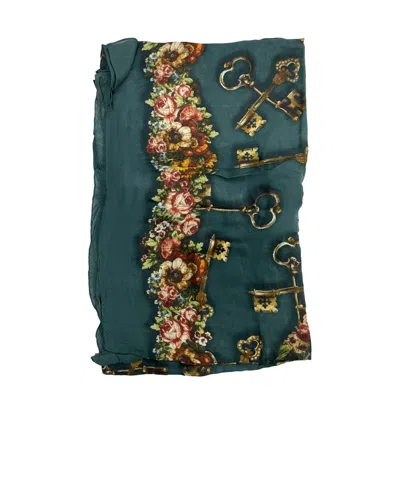 Dolce & Gabbana Key Pattern Scarf In Green