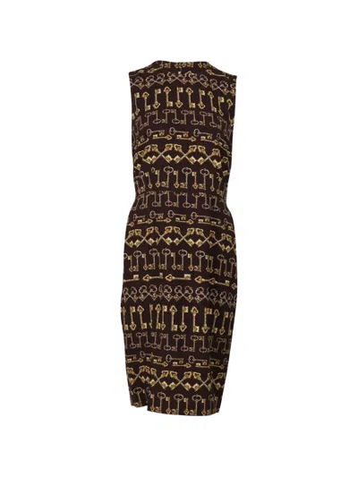 Pre-owned Dolce & Gabbana Key-print Dress In Brown