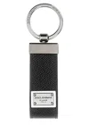 Dolce & Gabbana Leather Keyring With Logo In Black