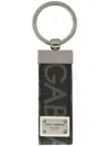Dolce & Gabbana Coated Canvas Keychain With All-over Lettering Logo In Black