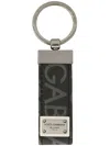 Dolce & Gabbana Coated Canvas Keychain With All-over Lettering Logo In Grey