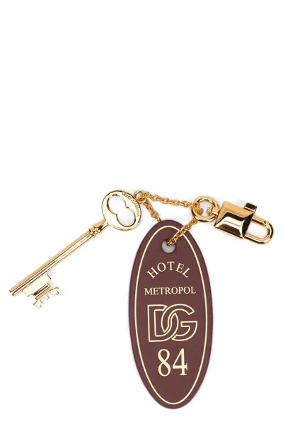 Dolce & Gabbana Keychain With Leather Tassel In Burgundy