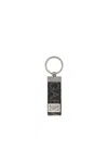 Dolce & Gabbana Coated Canvas Keychain With All-over Lettering Logo In Black