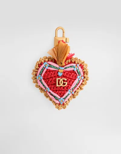 Dolce & Gabbana Keyring With Raffia Charm In Brown