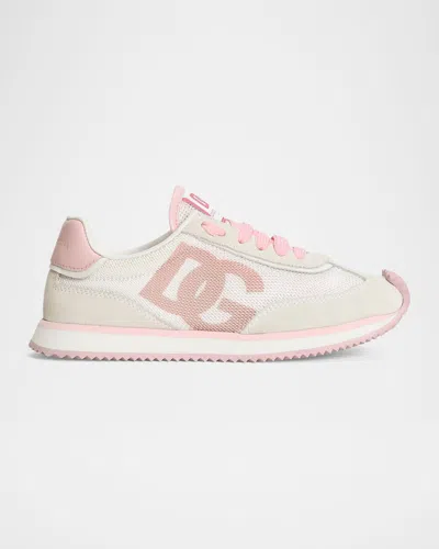 DOLCE & GABBANA KID'S ARIA NYLON & NAPPA CALFSKIN LEATHER SNEAKERS, KIDS