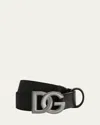 Dolce & Gabbana Logo-buckle Leather Belt In Blue