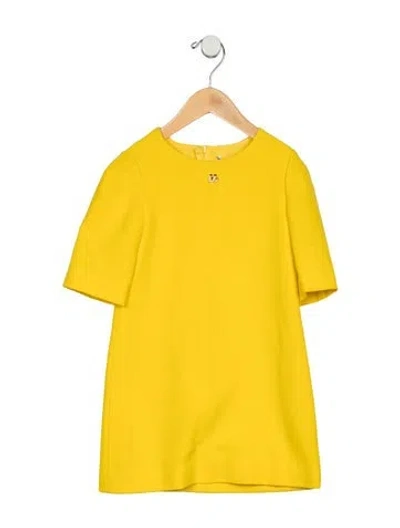 Pre-owned Dolce & Gabbana Babies' Kid Girl's Short Sleeve Dress In Yellow