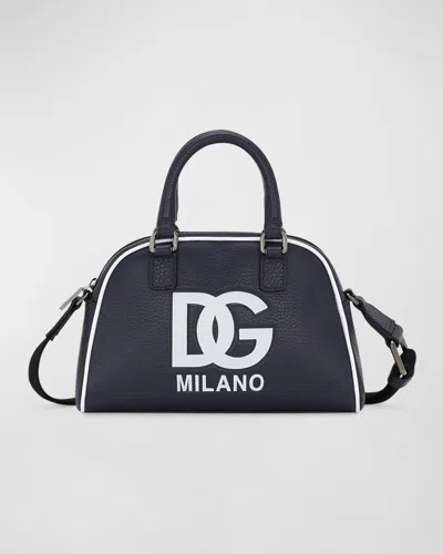 Dolce & Gabbana Kid's Logo-print Bowling Bag In 蓝色