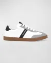 Dolce & Gabbana White/blk Branded Leather And Suede Trainers 4-12 Years Eur 33 / 1 Uk In White/black