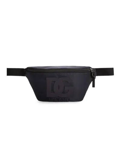 Dolce & Gabbana Kid's Nylon Logo Belt Bag In Blue