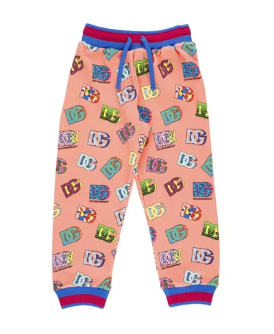 Dolce & Gabbana Dolce  Gabbana Kids 80s All-over Printed Tapered Trousers In Pink