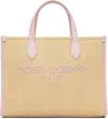 Dolce & Gabbana Kids Beige & Pink Straw Logo Tote