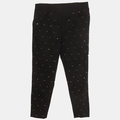 Pre-owned Dolce & Gabbana Kids Black Crystal Embellished Wool Blend Trousers 11-12 Yrs