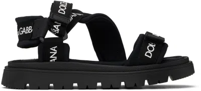 DOLCE & GABBANA KIDS BLACK GROS-GRAIN SANDALS