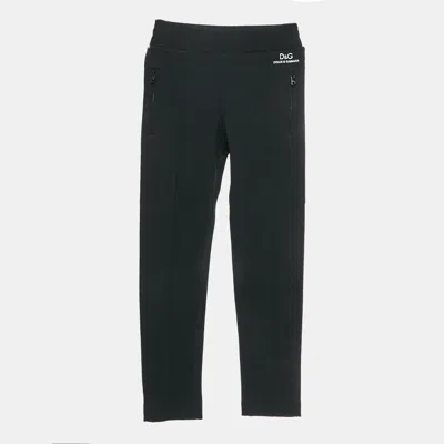 Pre-owned Dolce & Gabbana Kids Black Jersey Knit Track Pants 7-8 Yrs