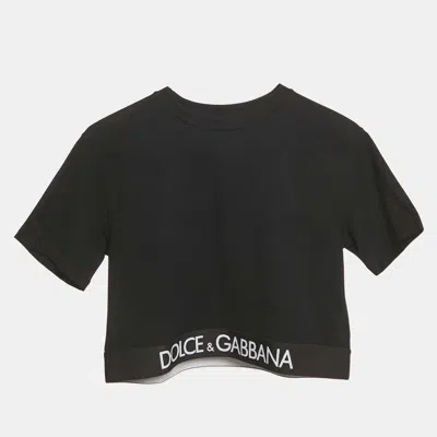 Pre-owned Dolce & Gabbana Kids Black Logo Hem Jersey T-shirt 11/12 Yrs