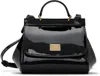 Dolce & Gabbana Kids Black Patent Leather Mini Sicily Bag In 80999 Nero