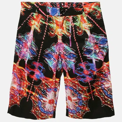 Pre-owned Dolce & Gabbana Kids Black Printed Cotton Bermuda Shorts 9/10 Yrs In Multicolor